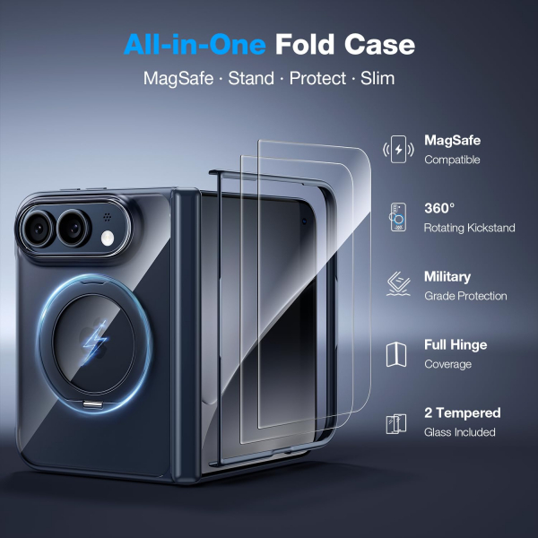 WSKEN iPhone Duo Manyetik Y�z�kl� Standl� K�l�f -Clear Blue