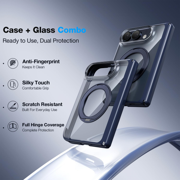 WSKEN iPhone Duo Manyetik Y�z�kl� Standl� K�l�f -Clear Blue