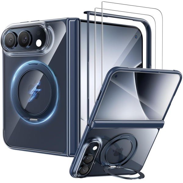 WSKEN iPhone Duo Manyetik Y�z�kl� Standl� K�l�f -Clear Blue