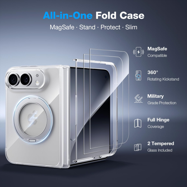 WSKEN iPhone Duo Manyetik Y�z�kl� Standl� K�l�f -Clear