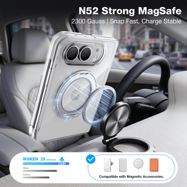 WSKEN iPhone Duo Manyetik Y�z�kl� Standl� K�l�f -Clear