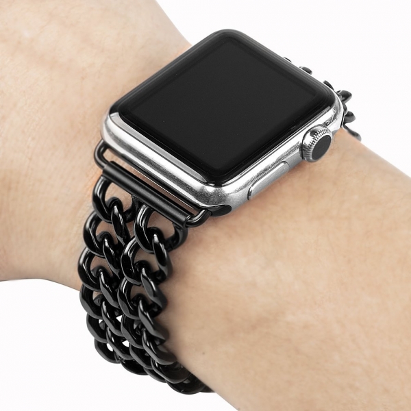 Wearlizer Apple Watch Paslanmaz elik Kay (42mm)-Black
