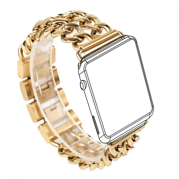 Wearlizer Apple Watch Paslanmaz elik Kay (42mm)-Gold