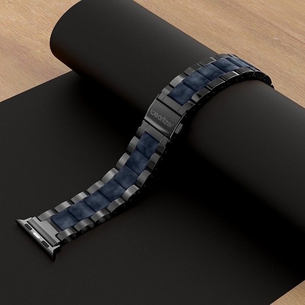 Wearlizer Apple Watch Paslanmaz elik Kay (38mm)-Black Dark Blue