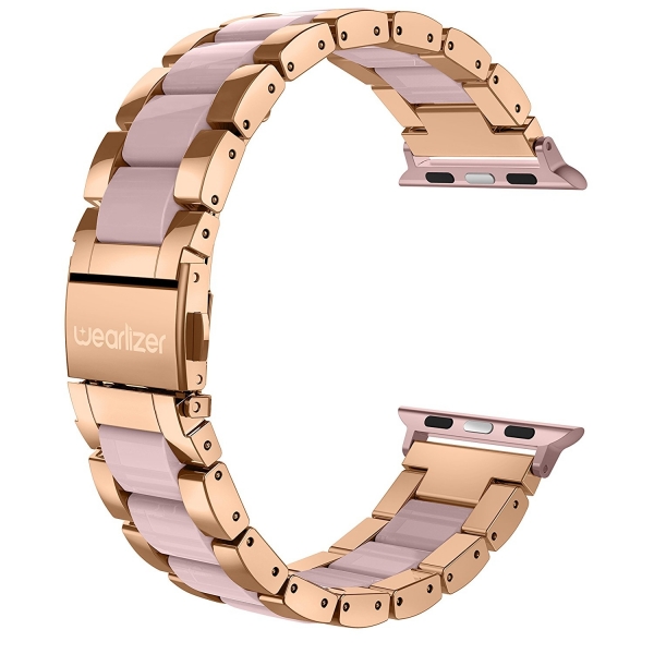 Wearlizer Apple Watch Paslanmaz elik Kay (38mm)-Rose Gold Pink