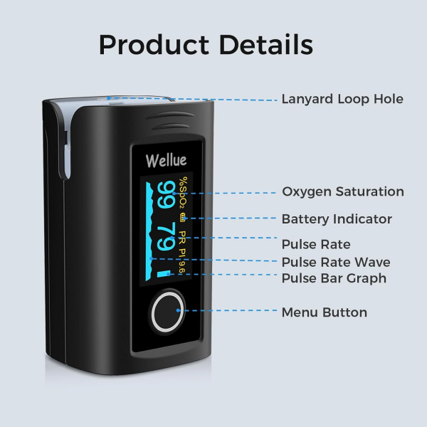 Wellue Bluetooth Parmak Ucu Nab�z Oksimetresi-Black