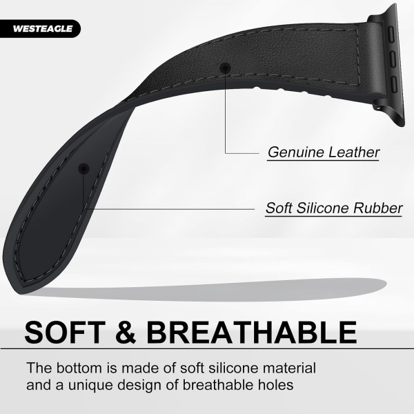 WestEagle Apple Watch Ultra 2. Nesil Uyumlu Deri Kay��-Black