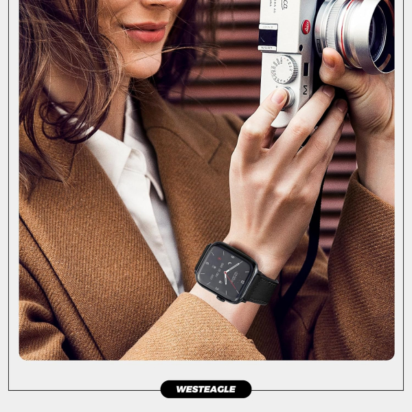 WestEagle Apple Watch Ultra 2. Nesil Uyumlu Deri Kay��-Black