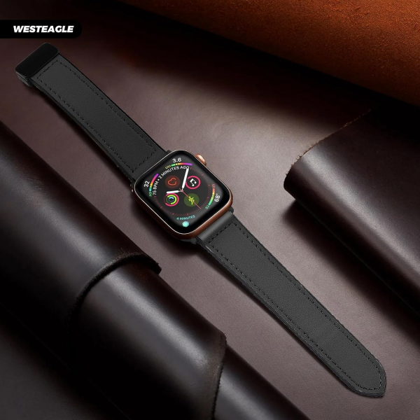 WestEagle Apple Watch Ultra 2. Nesil Uyumlu Deri Kay��-Black