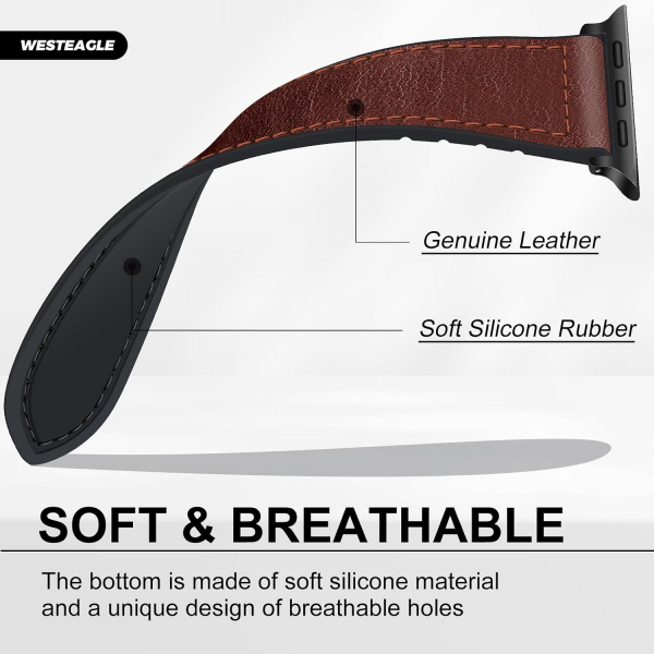 WestEagle Apple Watch Ultra 2. Nesil Uyumlu Deri Kay��-Dark Brown