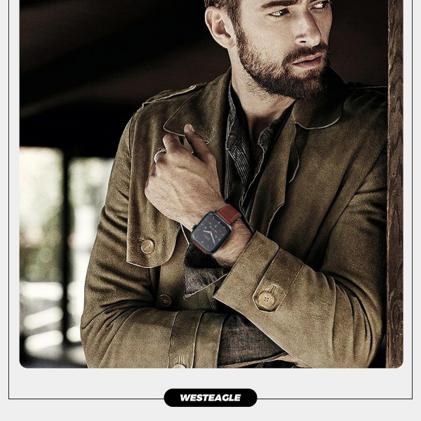 WestEagle Apple Watch Ultra 2. Nesil Uyumlu Deri Kay��-Dark Brown