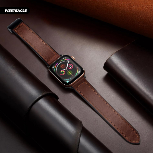 WestEagle Apple Watch Ultra 2. Nesil Uyumlu Deri Kay��-Dark Brown