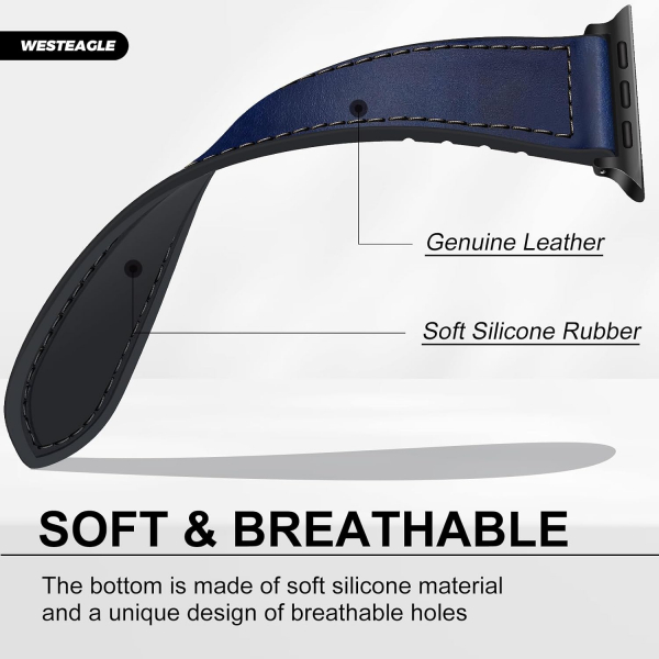 WestEagle Apple Watch Ultra 2. Nesil Uyumlu Deri Kay��-Navy Blue