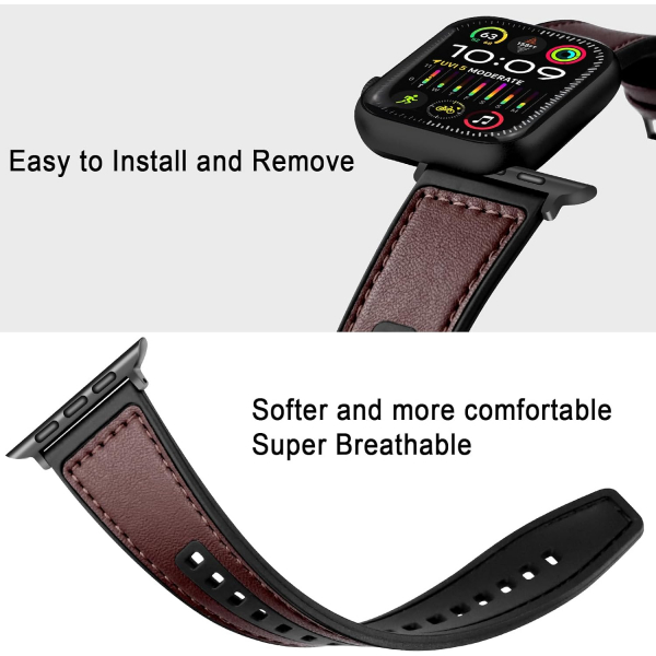 WestEagle Apple Watch Ultra 2. Nesil Uyumlu Deri Kay��-Reddish Brown