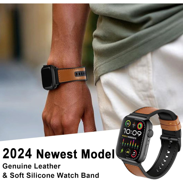 WestEagle Apple Watch Ultra 2. Nesil Uyumlu Deri Kay��-Light Brown