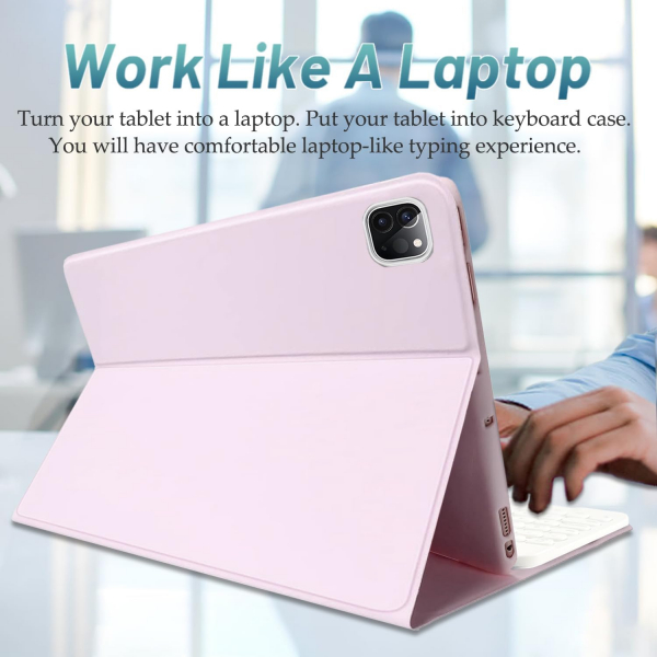 Wineecy iPad Pro M4 Klavyeli Klf (11 in)-Pink