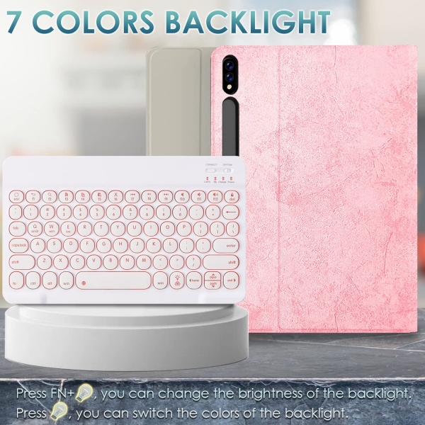 Wineecy Galaxy Tab S8 Klavyeli Klf (11 in)-Pink