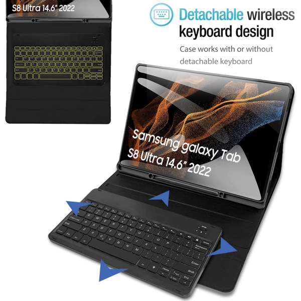 Wineecy Galaxy Tab S8 Ultra Klavyeli Kılıf (14.6 inç)