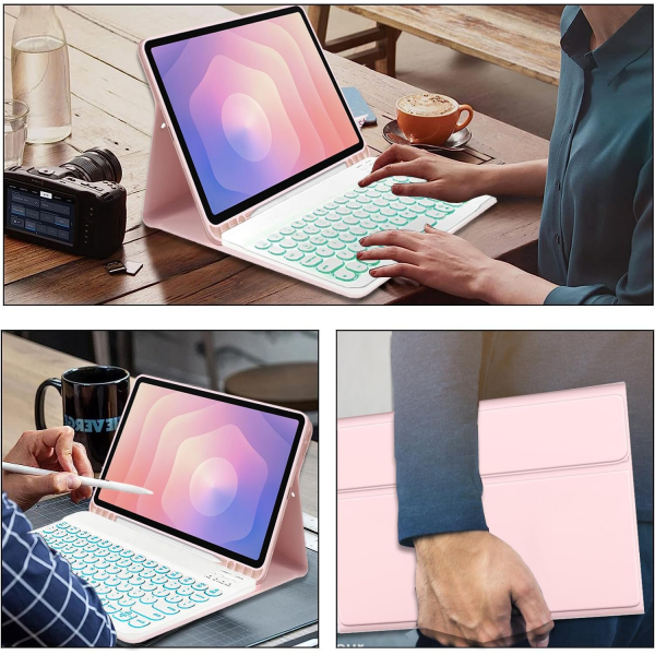 Wineecy Samsung Galaxy Tab S11 Klavyeli Klf -Pink