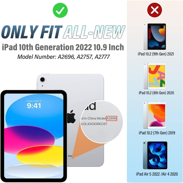 Wineecy iPad 10.Nesil Uyumlu Klavyeli Klf (10.9 in)-Black