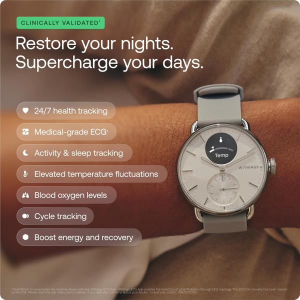Withings ScanWatch 2 Hybrid Akll Saat (42mm)-White