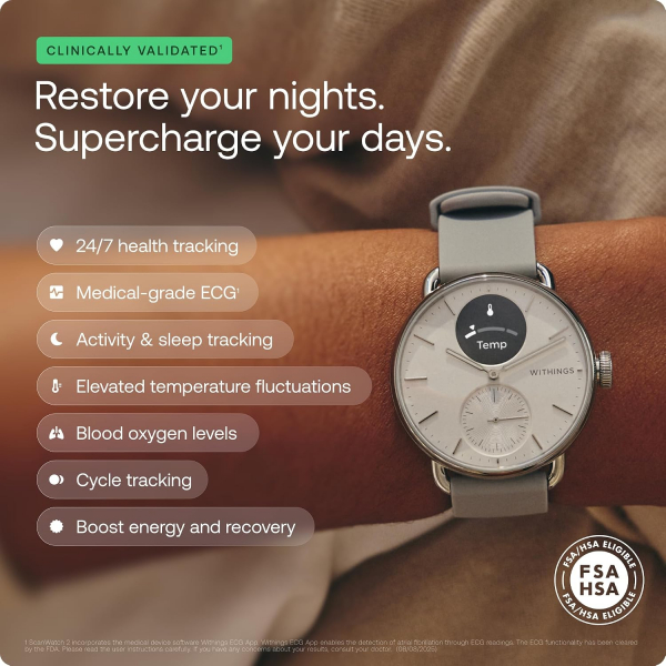 Withings ScanWatch 2 Hybrid Ak�ll� Saat (42mm)-Blue