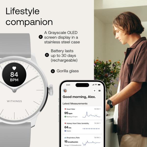 Withings ScanWatch Light Akll Saat-Silver White