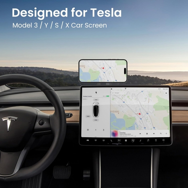 Wonarby Tesla Model MagSafe Uyumlu Telefon Tutucu-Upgraded Black