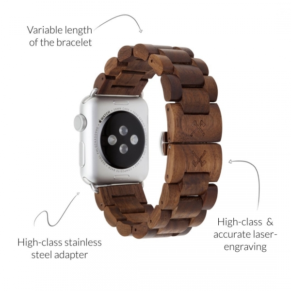 Woodcessories Apple Watch Kay (38mm)-Walnut Silver