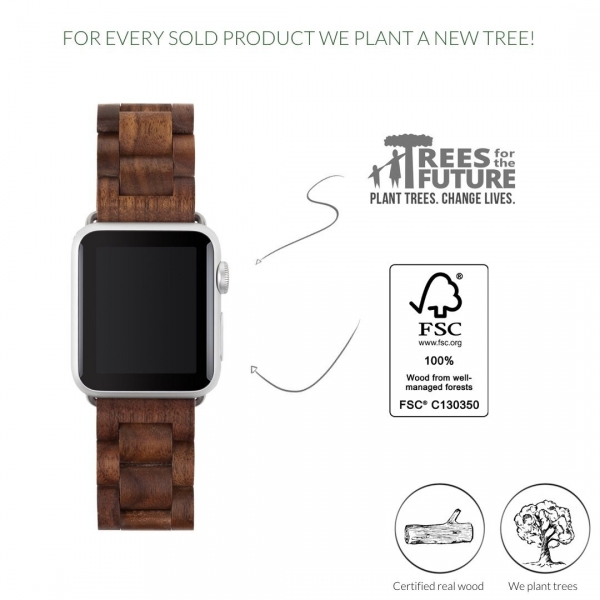 Woodcessories Apple Watch Kay (38mm)-Walnut Silver