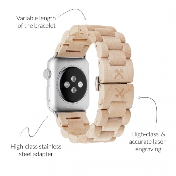 Woodcessories Apple Watch Kay (38mm)-Maple Silver