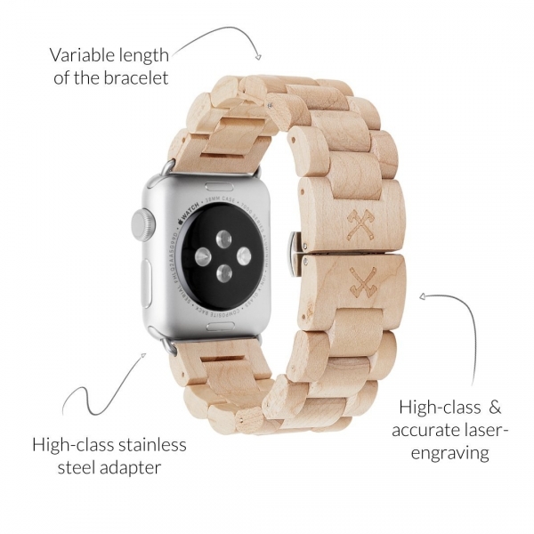 Woodcessories Apple Watch Kay (42mm)-Maple Silver