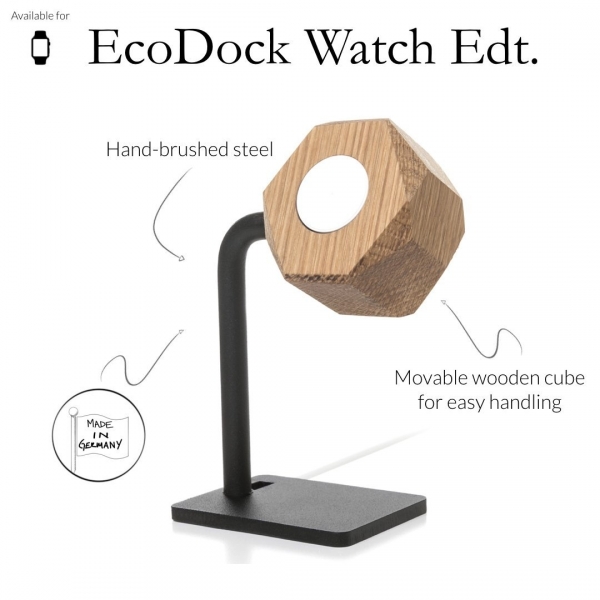 Woodcessories Apple Watch EcoDock Stand-Solid Oak Wood