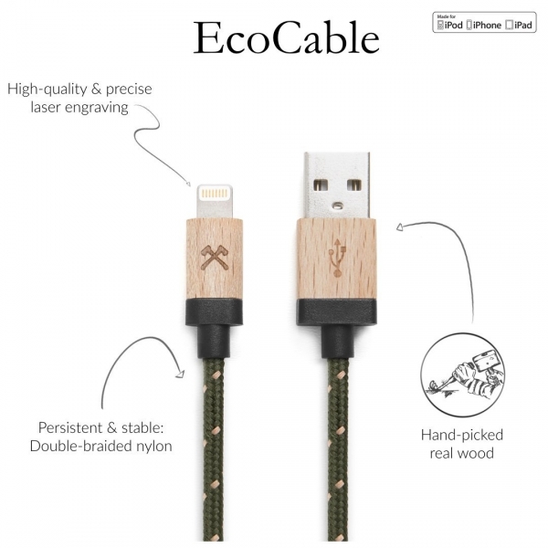 Woodcessories EcoCable Lightning Kablo-Green Brown
