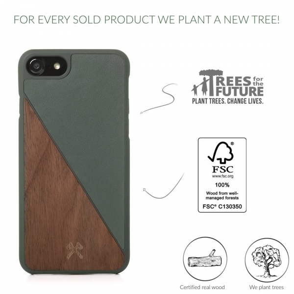 Woodcessories iPhone 8 EcoCase Klf-Walnut - Green