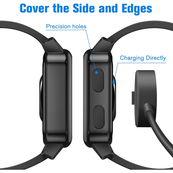 Fintie Garmin Venu Sq 2 Bumper Klf-Black Clear Silver