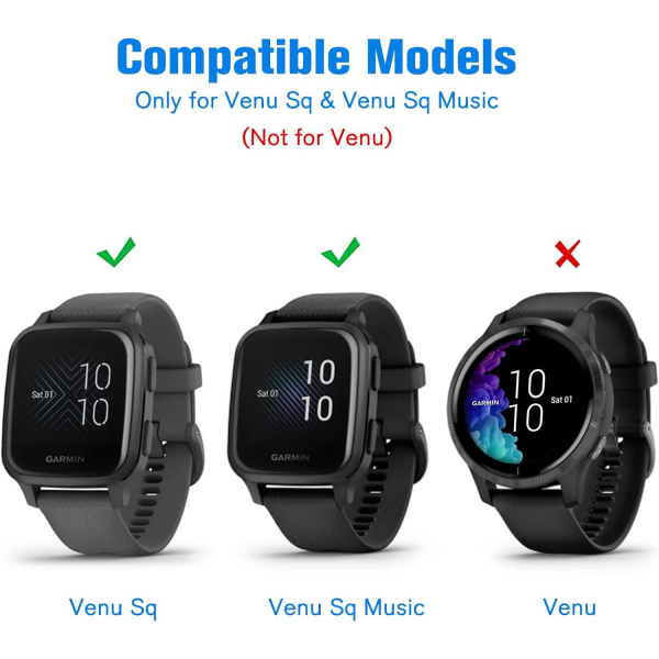 Fintie Garmin Venu Sq 2 Bumper Klf-Black Clear Silver