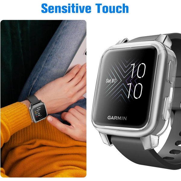 Fintie Garmin Venu Sq 2 Bumper Klf-Black Clear RoseGold