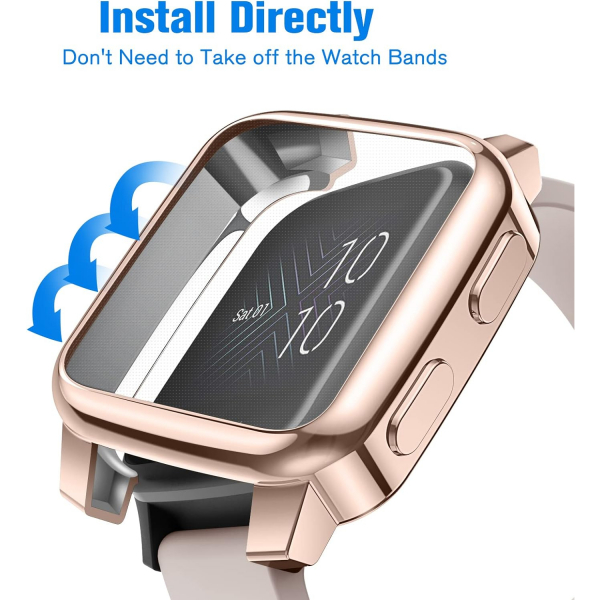Fintie Garmin Venu Sq 2 Bumper Klf-Black Clear RoseGold
