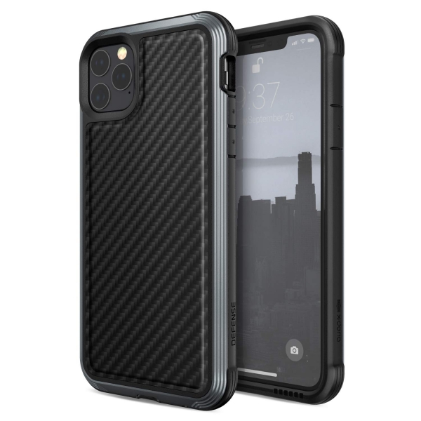 X-Doria Apple iPhone 11 Pro Max Defense Lux Serisi Klf (MIL-STD-810G)-Carbon Fiber