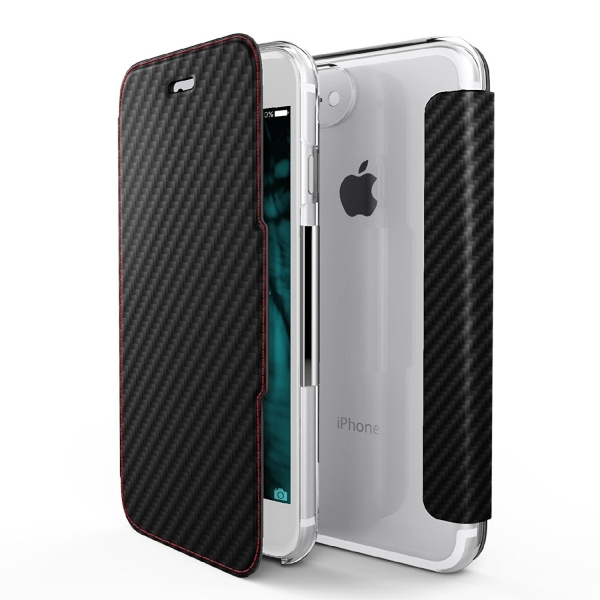 X-Doria Apple iPhone 7 Engage Folio Serisi Czdan Klf-Faux Carbon Fiber