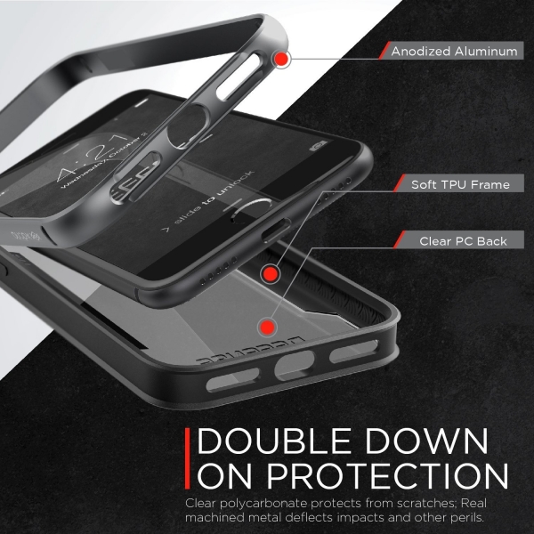 X-Doria Apple iPhone 8 Plus Defense Shield Serisi Klf (MIL-STD-810G)-Space Gray
