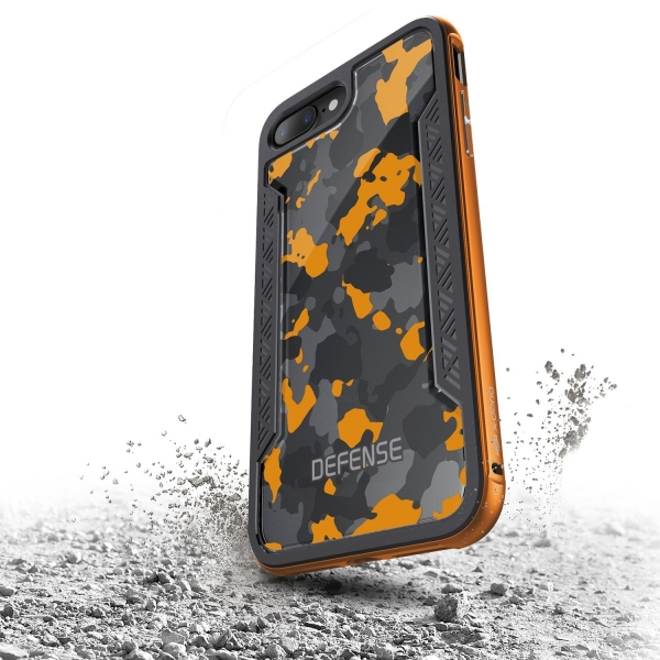 X-Doria Apple iPhone 8 Plus Defense Shield Serisi Klf (MIL-STD-810G)-Orange Camo