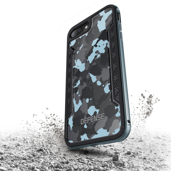 X-Doria Apple iPhone 8 Plus Defense Shield Serisi Klf (MIL-STD-810G)-Blue Camo