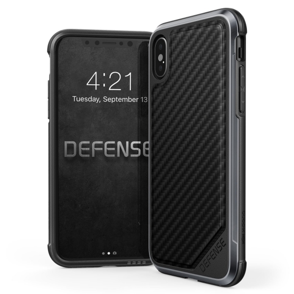 X-Doria Apple iPhone XS / X Defense Lux Serisi Klf (MIL-STD-810G)-Black Carbon Fiber