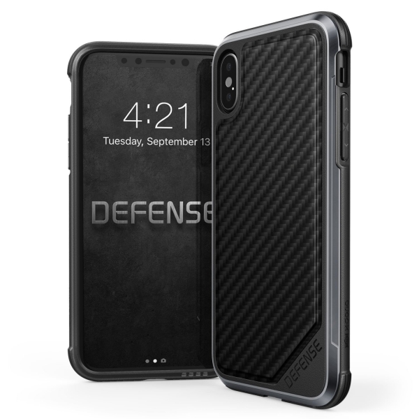 X-Doria Apple iPhone XS / X Defense Lux Serisi K�l�f (MIL-STD-810G)-Black Carbon Fiber