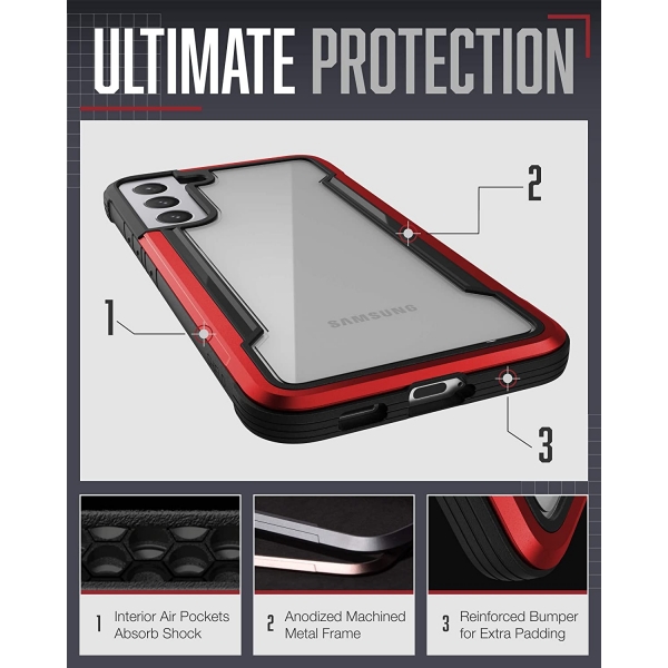 Raptic Shield Serisi Galaxy S22 Plus Klf (MIL-STD-810G)-Red