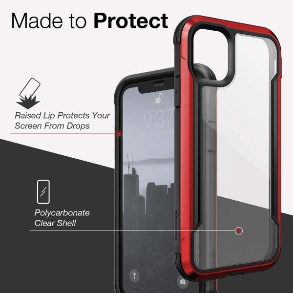 X-Doria iPhone 11 Defense Shield Serisi Klf (MIL-STD-810G)-Red