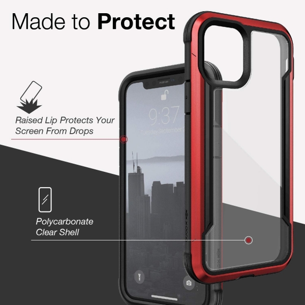 X-Doria iPhone 11 Pro Defense Shield Serisi Klf (MIL-STD-810G)-Red