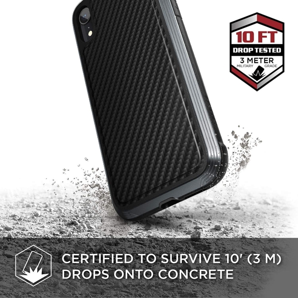 X-Doria iPhone XR Defense Lux Serisi Klf (MIL-STD-810G)- Black Carbon Fiber